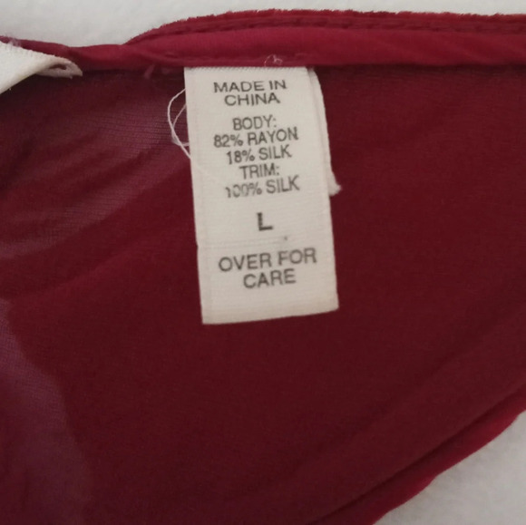 Vintage 90's Victoria's Secret Burnout Silk Blend Red Drape Front Blouse Large - Picture 6 of 7